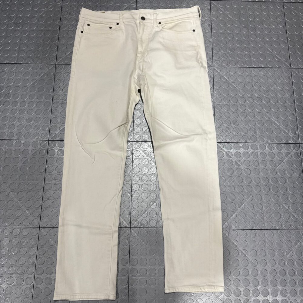J Crew 770 Straight Leg Fit Stretch White Denim Jeans 35 32